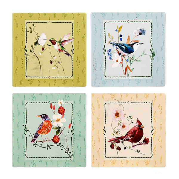 Coasters - Birdsong Ceramic/Cork Coasters (Set of 4)