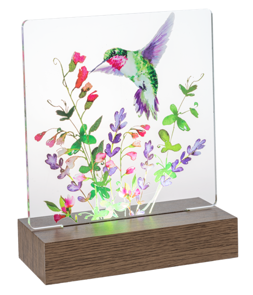 Decor - LED Light Up Hummingbird with Flowers Tabletop Display