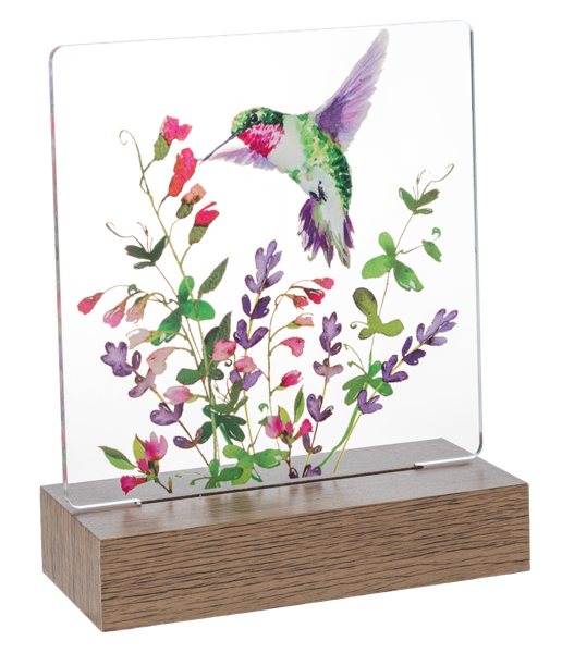 Decor - LED Light Up Hummingbird with Flowers Tabletop Display