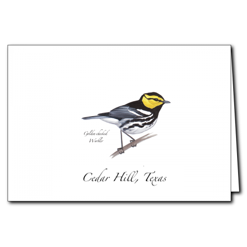 Paper - Single Card - Cedar Hill, TX with Golden-cheeked Warbler (Earth Sky + Water)