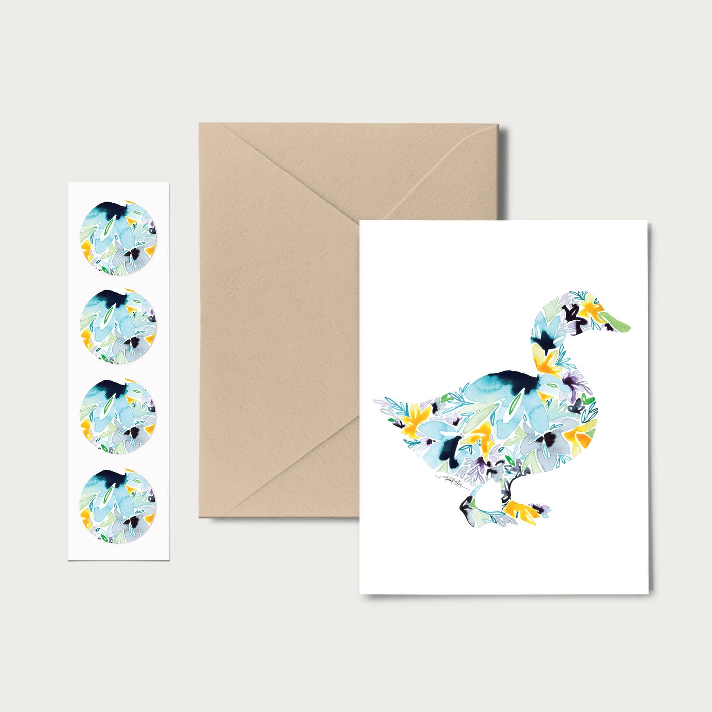 Notecard & Sticker Set - Duck by Amanda Klein