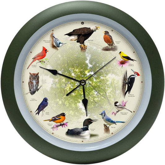 Decor - Singing Bird Clock - 20th Anniversary - 13" Green Frame