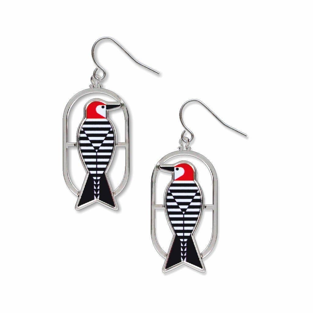 Boxed Jewelry - Charley Harper's Woodpecker Earrings