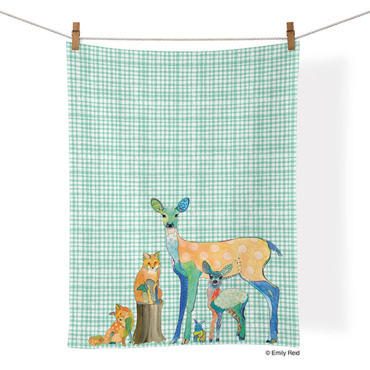 Cotton Tea Towel - "Forest Friends" by Emily Reid