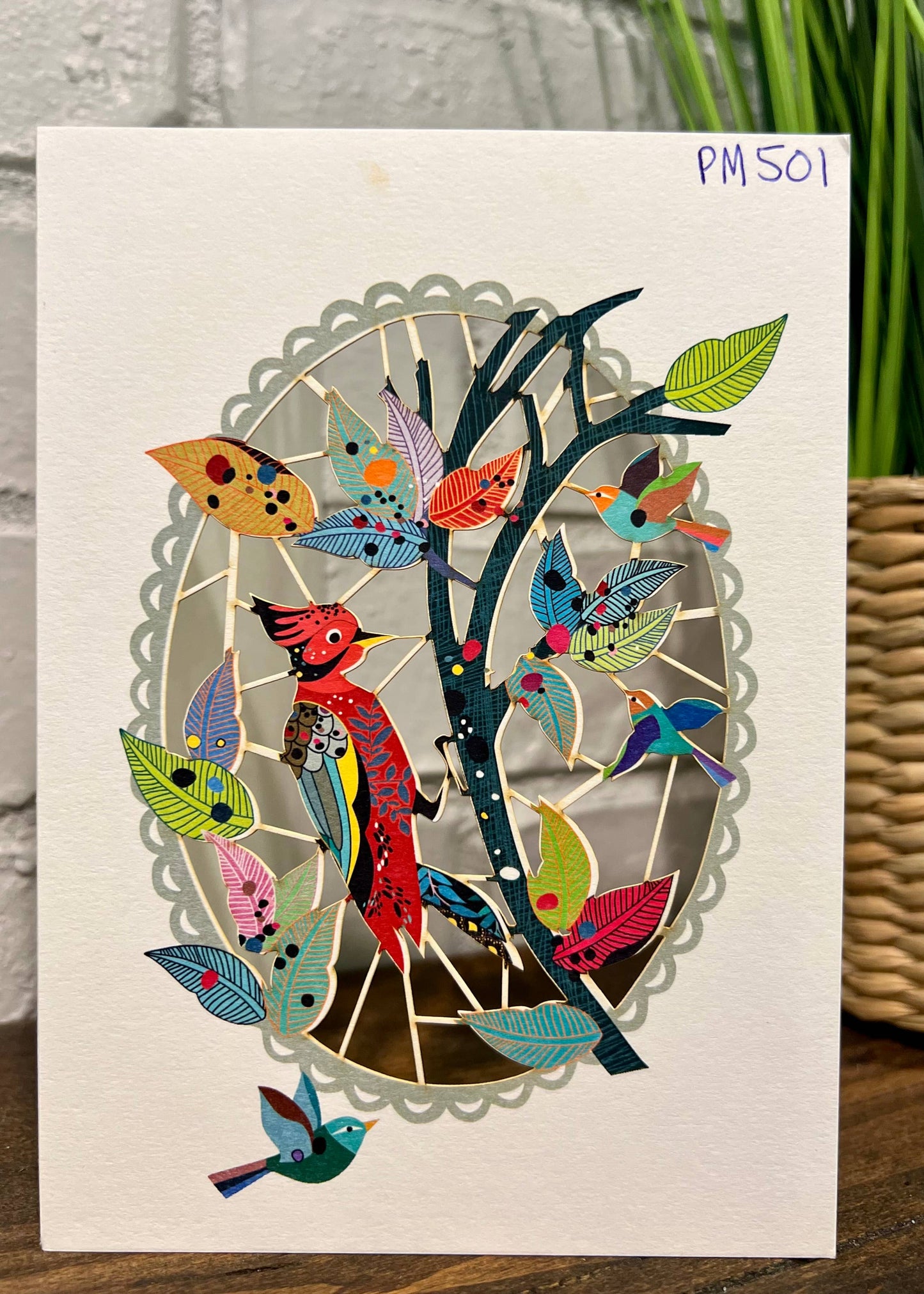 Greeting Card - Laser Cut & Frameable - Woodpecker (Single Card)