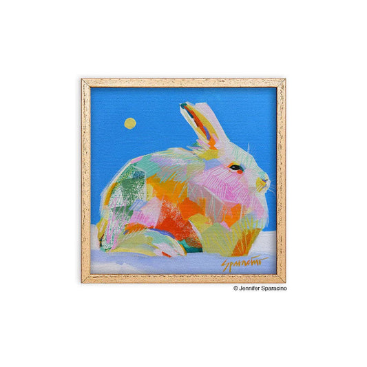 Framed Canvas Art - "Bunny" by Jennifer Sparacino (6x6)