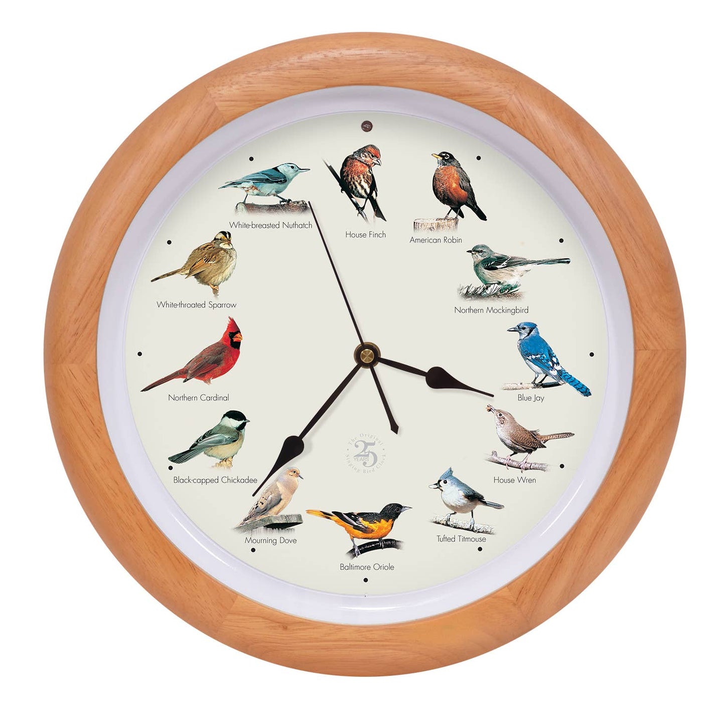 Decor - Singing Bird Clock - 25th Anniversary  - 13" - Wood - Oak