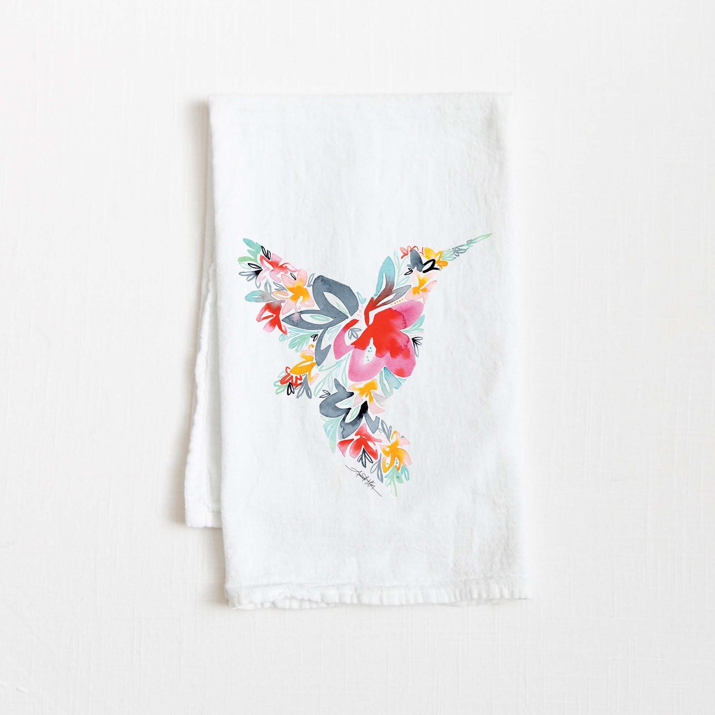 Flour Sack Tea Towel - Hummingbird by Amanda Klein