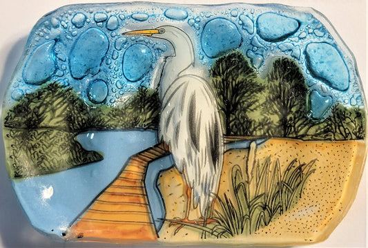 Soap Dish - Glass Art - Egret