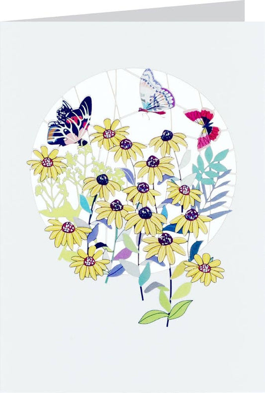 Greeting Card - Laser Cut & Frameable - Sunflowers and Butterflies (Single Card)