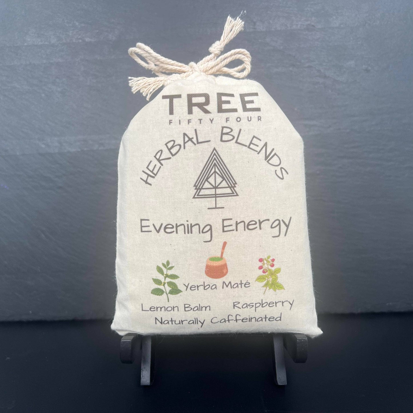 Loose Tea in Drawstring Sachet - Tree Fifty Four - Evening Energy Herbal Tea Blend (3oz)