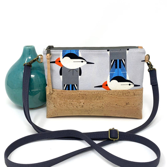 Crossbody Bag - Organic & Cork - Charley Harper "Upside Downside"