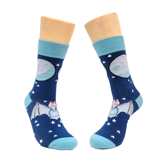 Socks - Adult Medium - Night Bat Under the Moon