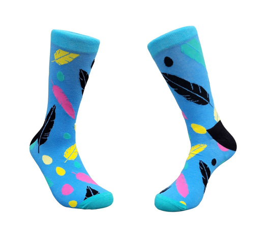 Socks - Adult Medium - Colorful Feather Pattern