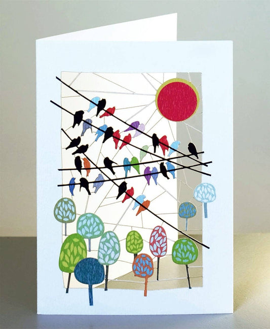 Greeting Card - Laser Cut & Frameable - Birds on Wire (Single Card)