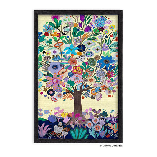 Framed Canvas Art - "Tree of Life" by Martyna Zoltaszek (6x9)
