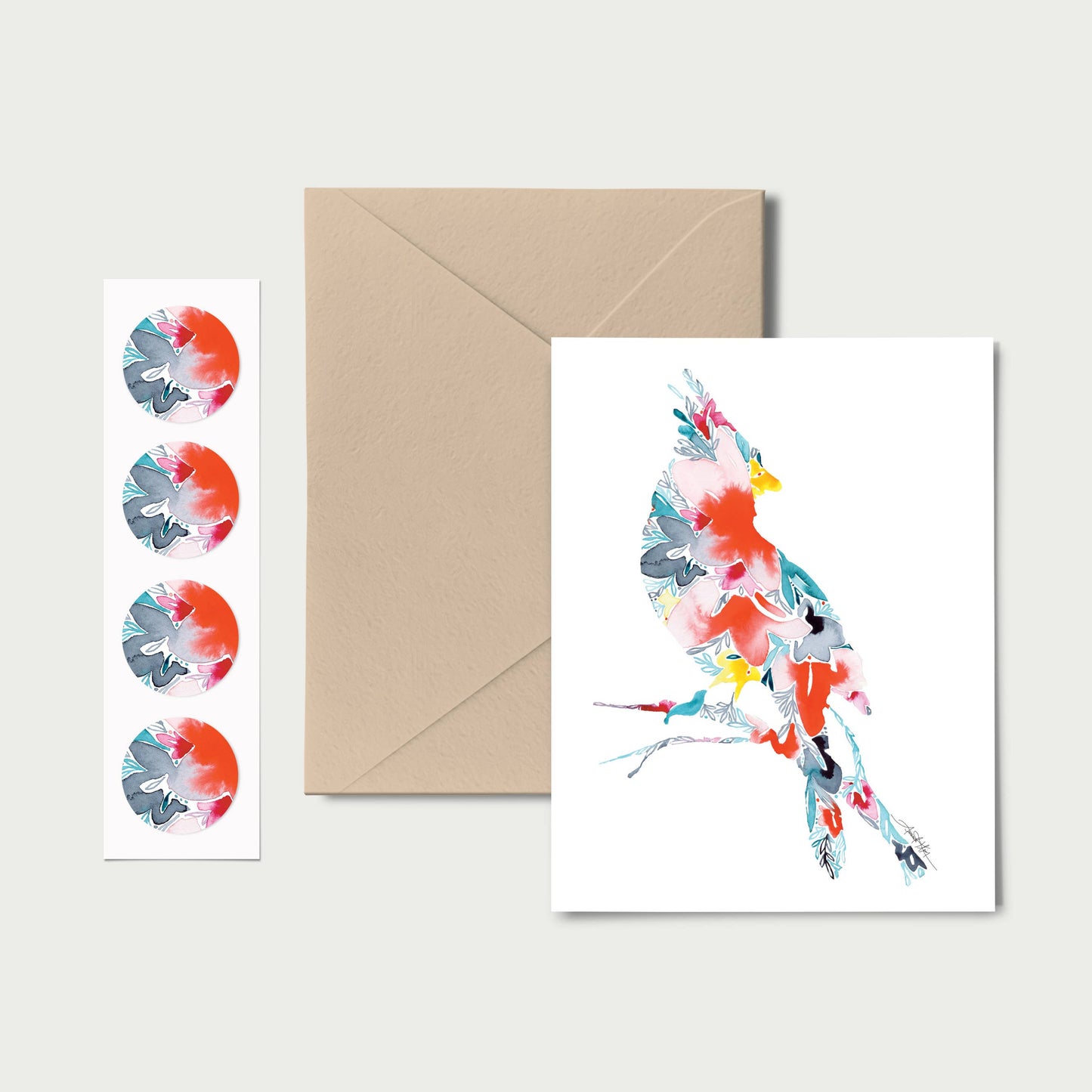 Notecard & Sticker Set - Cardinal by Amanda Klein