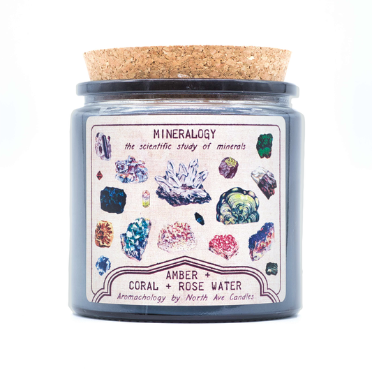 Candle - Aromachology / Crystals & Minerals / Mineralogy (Amber, Coral, Rose Water)