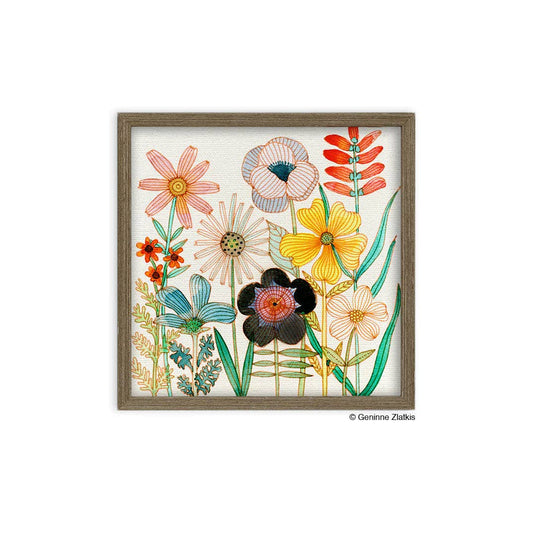 Framed Canvas Art - "Blooms" by Geninne Zlatkis (6x6)