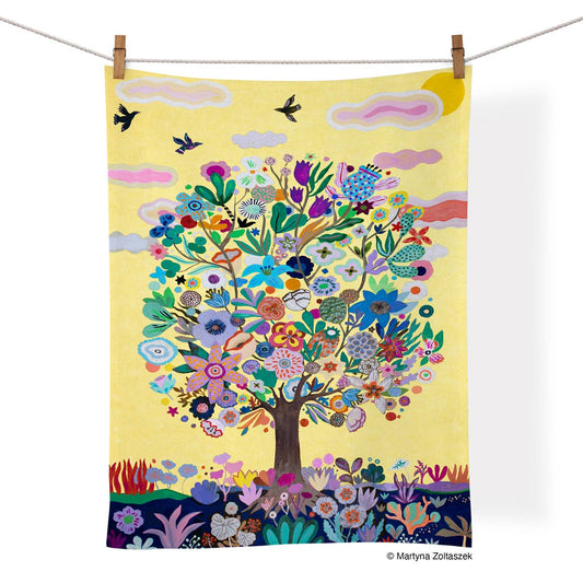 Cotton Tea Towel - "Tree of Life" by Martyna Zoltaszek