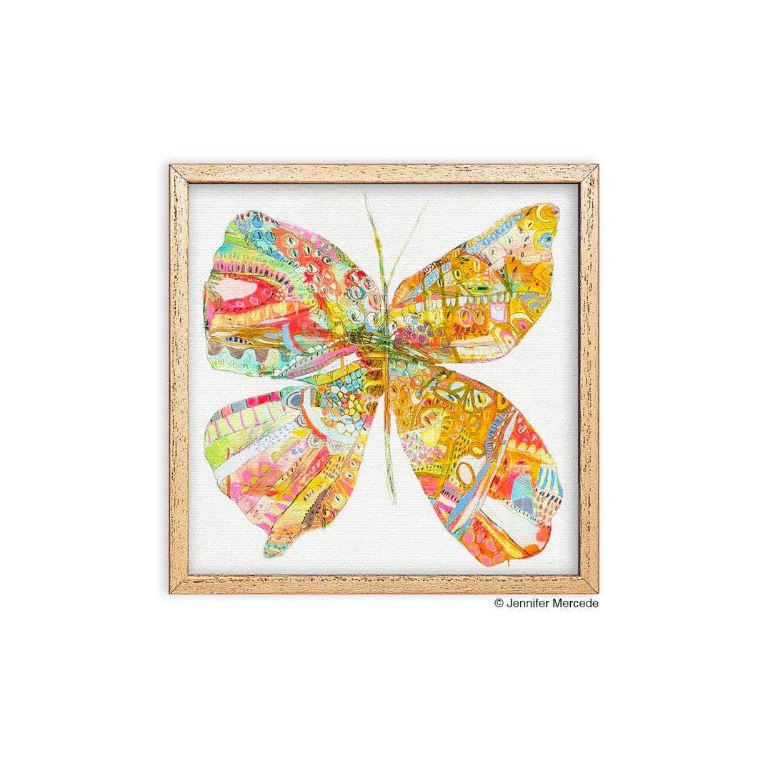 Framed Canvas Art - "Mosaic Butterfly" by Jennifer Mercede (6x6)