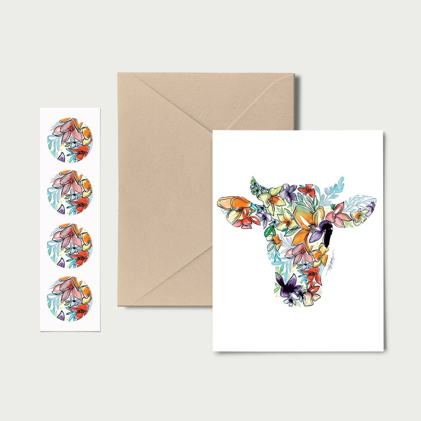 Notecard & Sticker Set - Cow by Amanda Klein