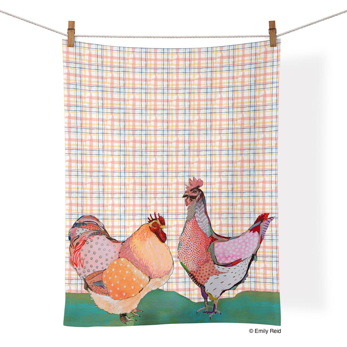 Cotton Tea Towel - "Hennie & Roo" by Emily Reid